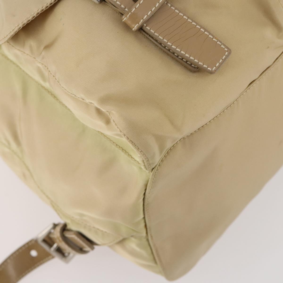 PRADA Backpack Nylon Beige Silver Auth 170950