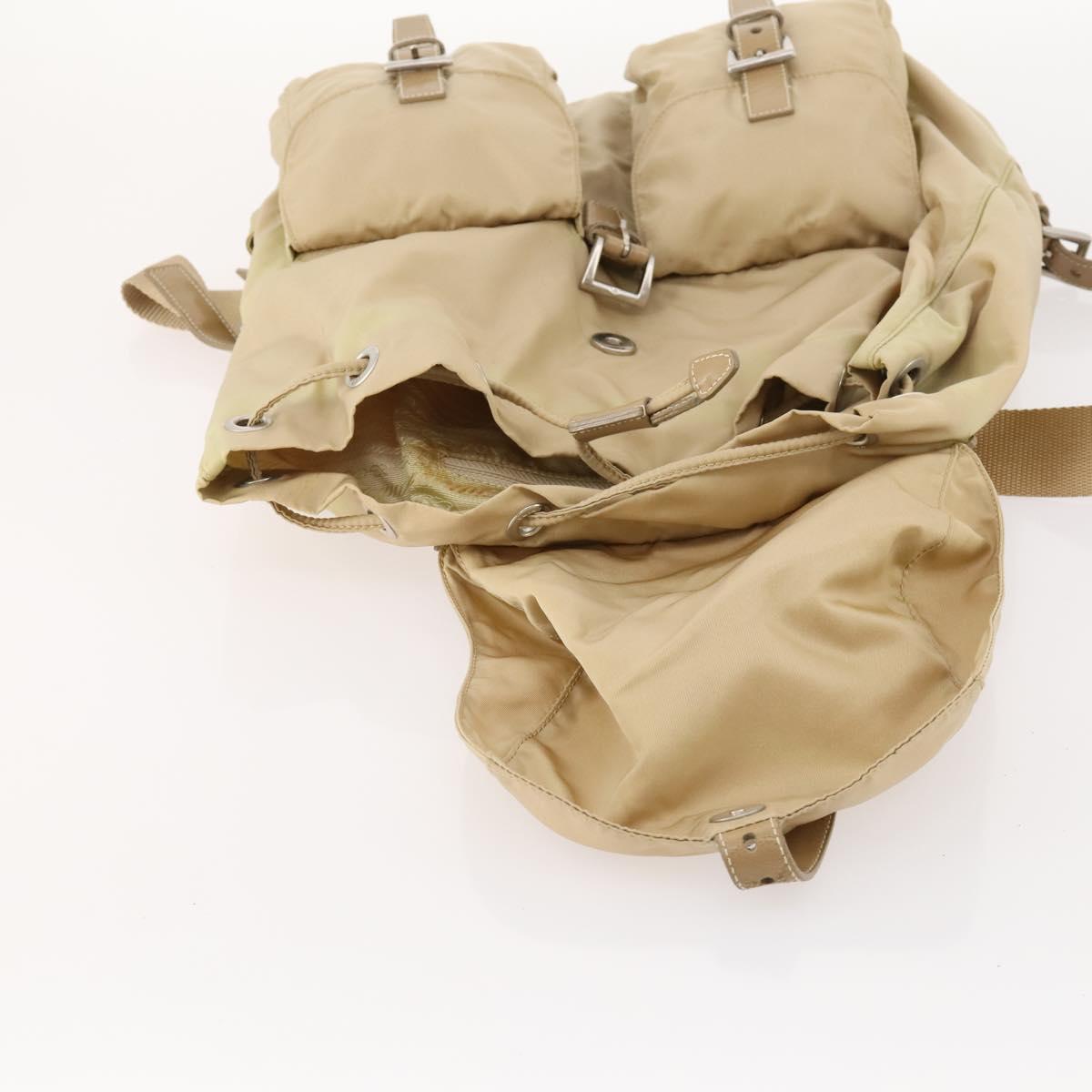 PRADA Backpack Nylon Beige Silver Auth 170950