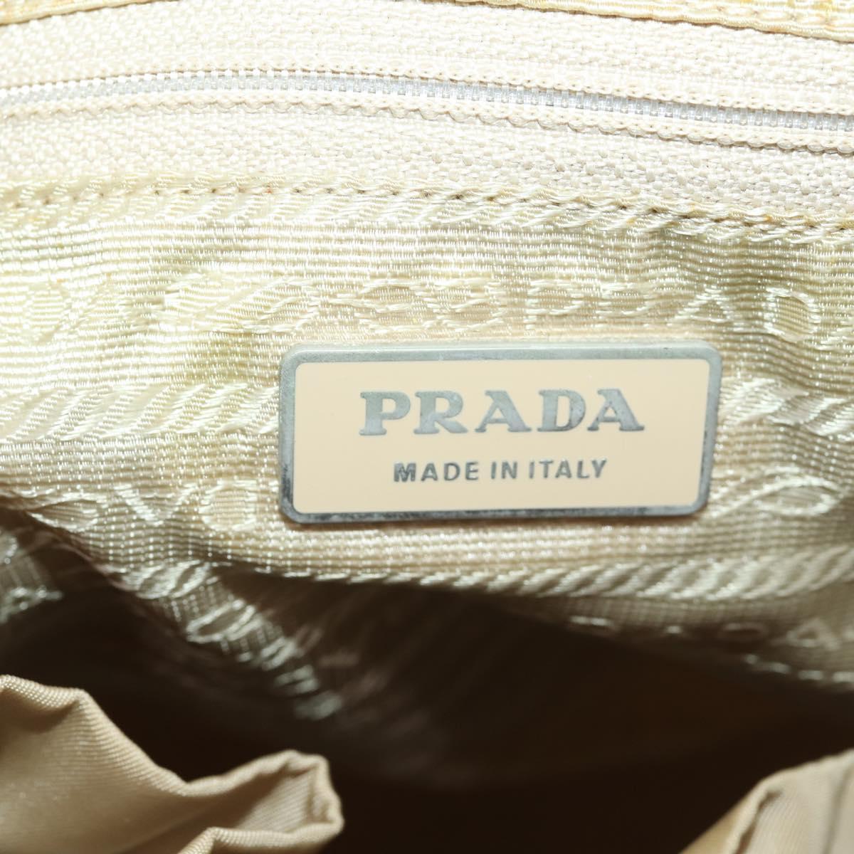 PRADA Backpack Nylon Beige Silver Auth 170950
