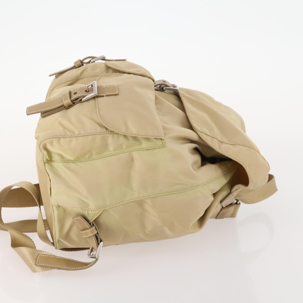 PRADA Backpack Nylon Beige Silver Auth 170950