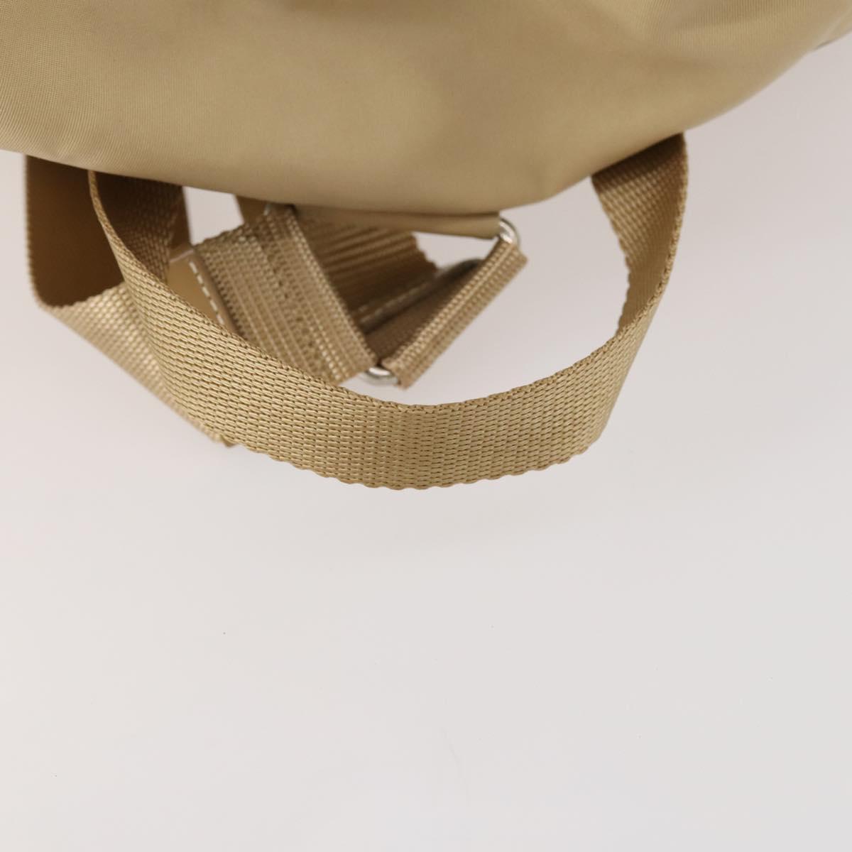PRADA Backpack Nylon Beige Silver Auth 170950