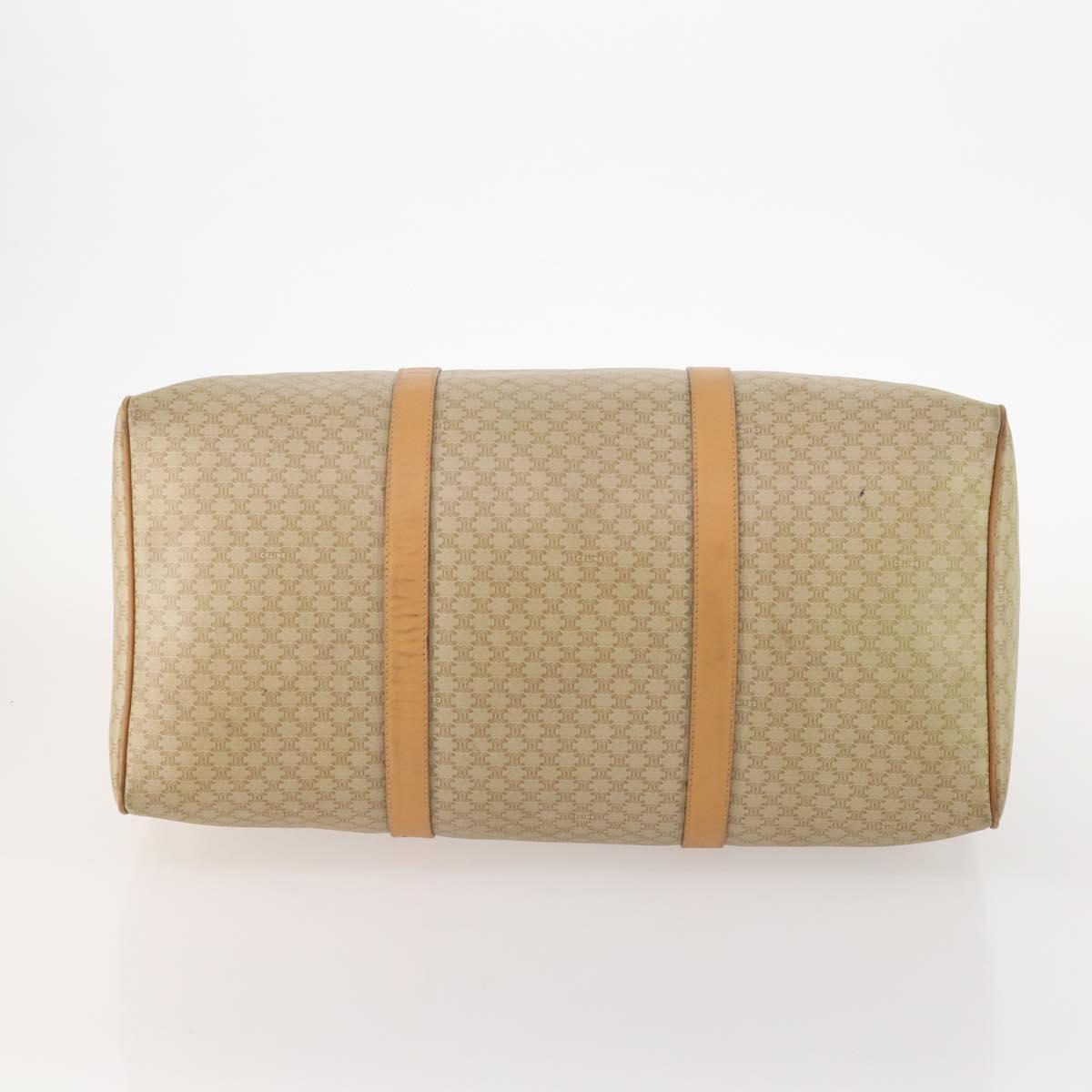 CELINE Macadam Canvas Boston Bag PVC Beige Gold Auth 170952