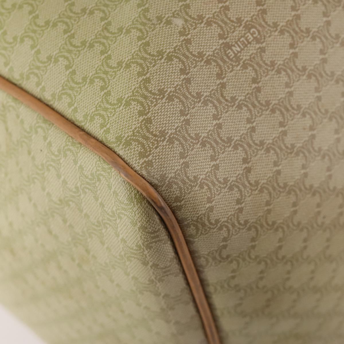 CELINE Macadam Canvas Boston Bag PVC Beige Gold Auth 170952