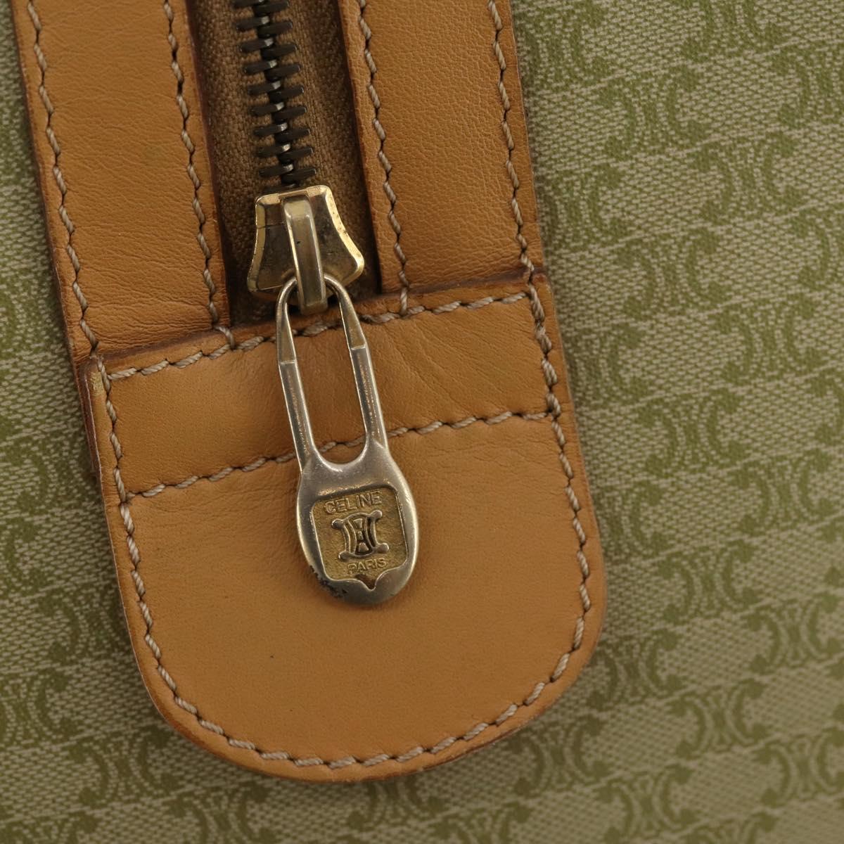 CELINE Macadam Canvas Boston Bag PVC Beige Gold Auth 170952