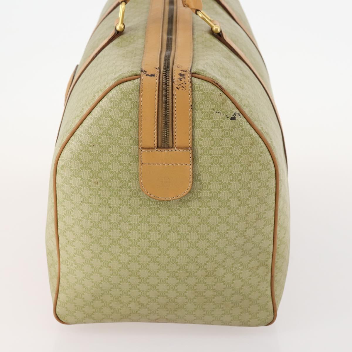 CELINE Macadam Canvas Boston Bag PVC Beige Gold Auth 170952