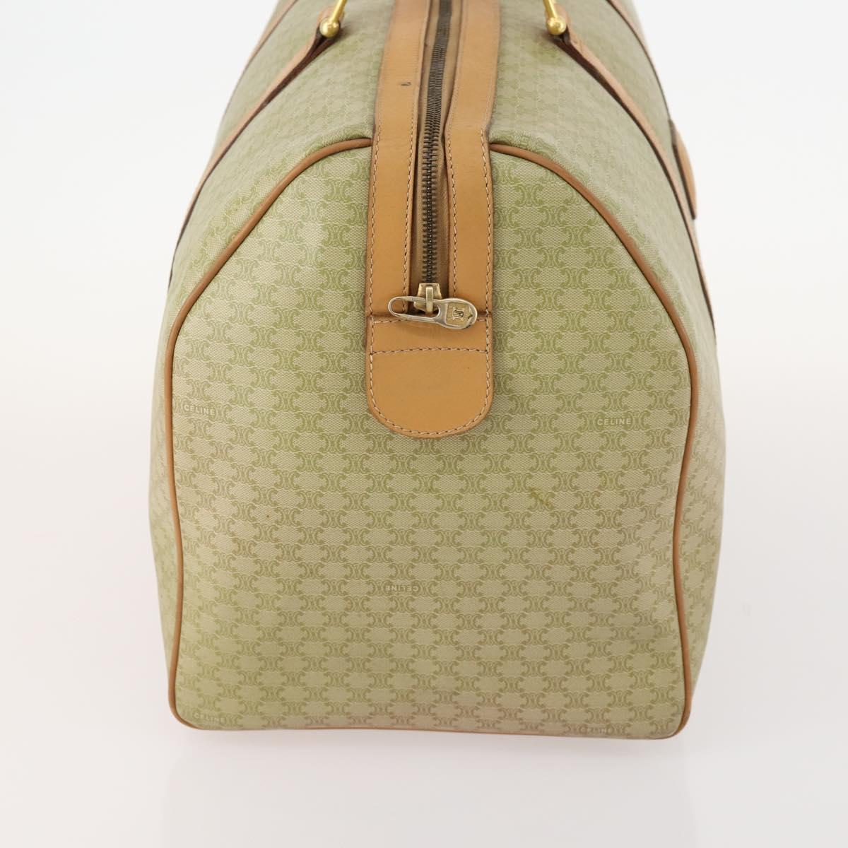 CELINE Macadam Canvas Boston Bag PVC Beige Gold Auth 170952