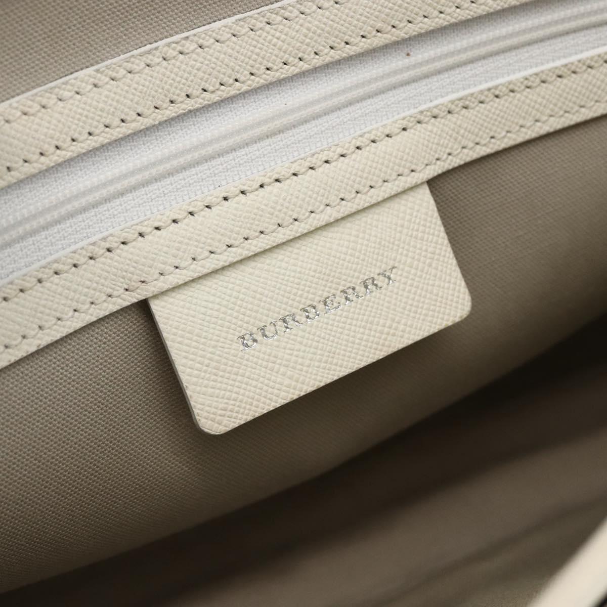 BURBERRY Nova Check Shoulder Bag Canvas Leather Beige White Silver Auth 170957
