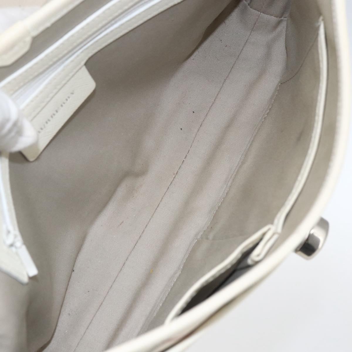 BURBERRY Nova Check Shoulder Bag Canvas Leather Beige White Silver Auth 170957