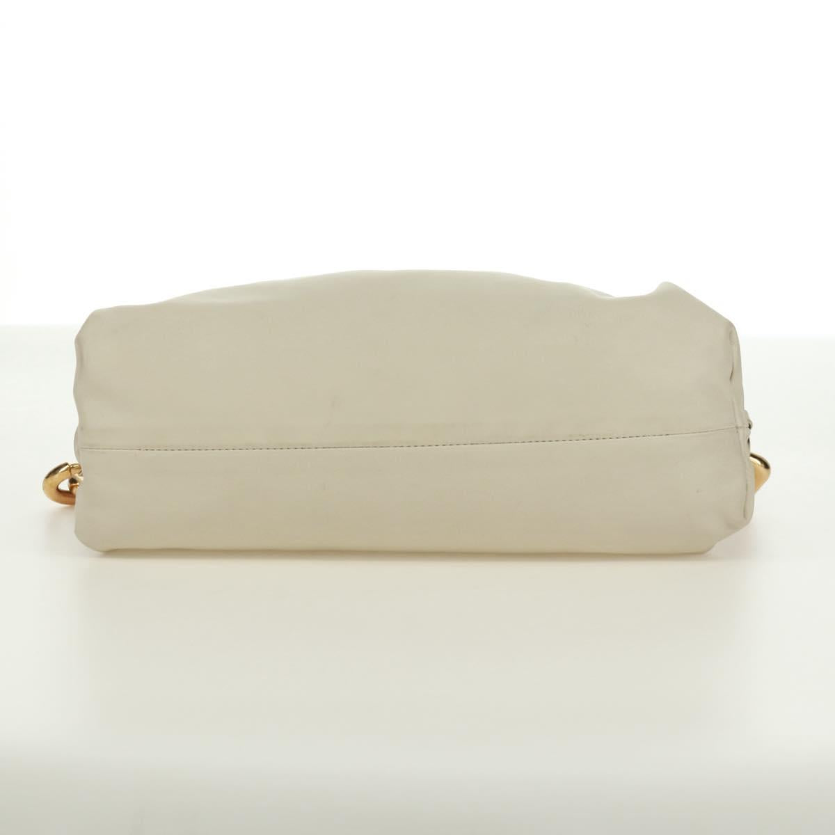 BOTTEGA VENETA Chain Shoulder Bag Leather White Gold Auth 170958V