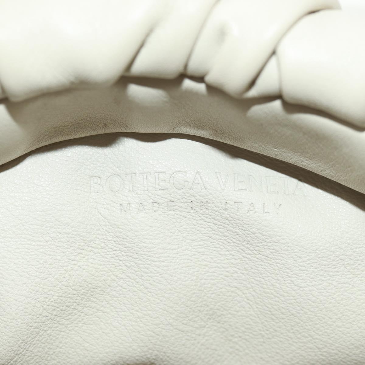 BOTTEGA VENETA Chain Shoulder Bag Leather White Gold Auth 170958V