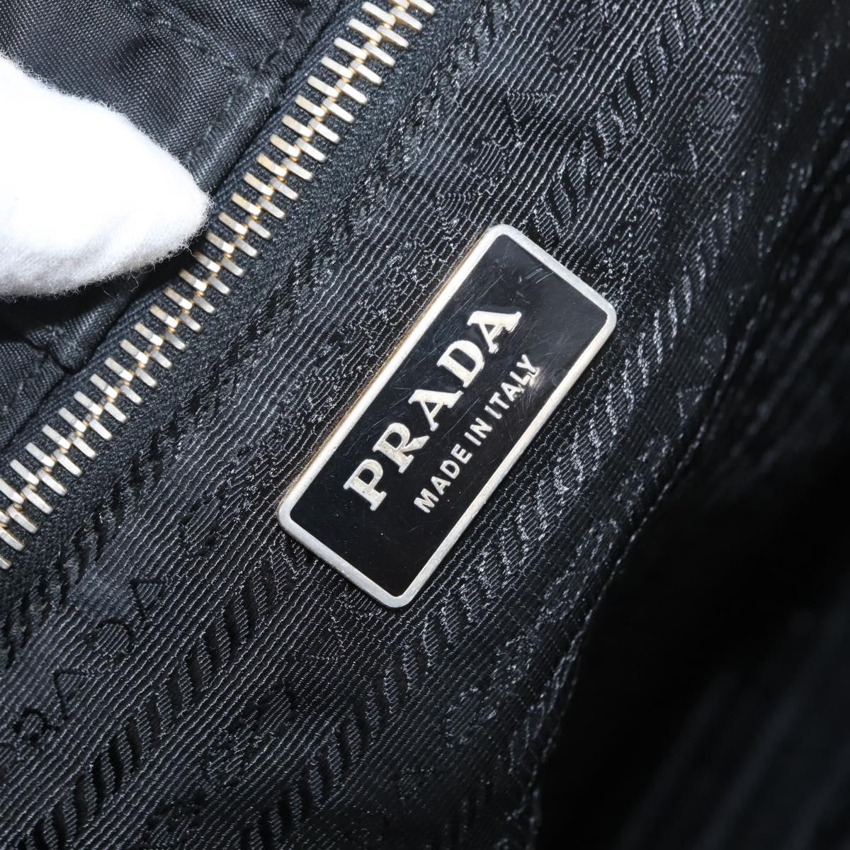 PRADA Hand Bag Nylon Black Gold Auth 170969