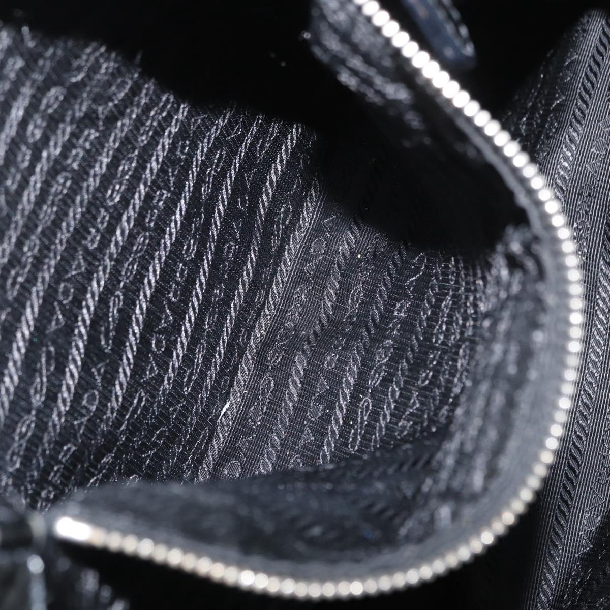 PRADA Hand Bag Nylon Black Gold Auth 170969