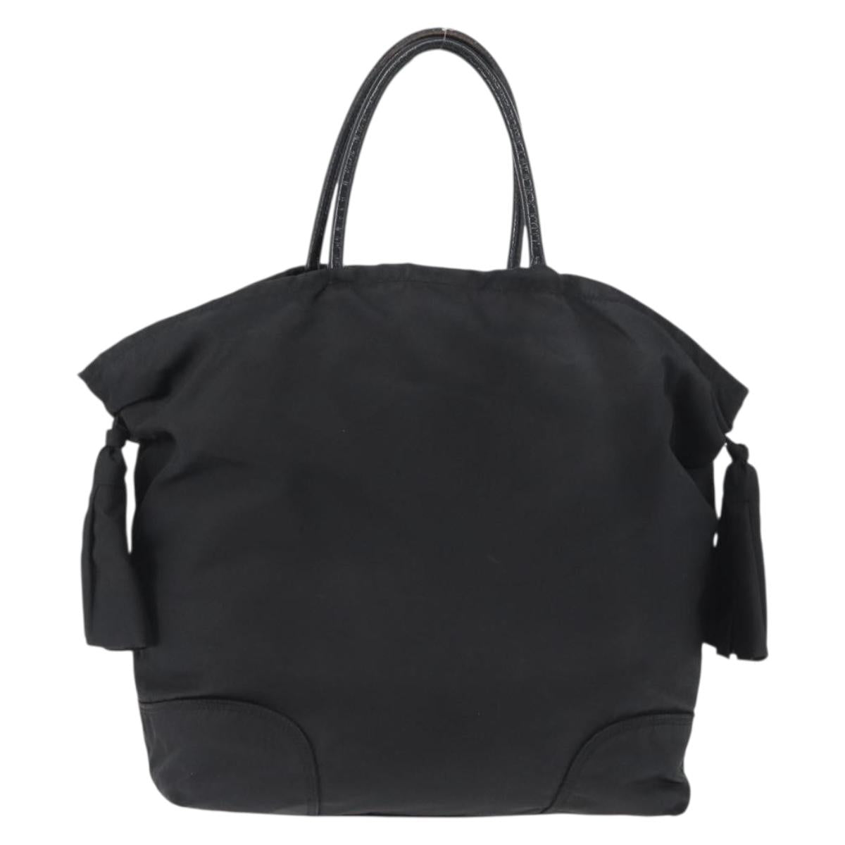 PRADA Hand Bag Nylon Black Gold Auth 170969