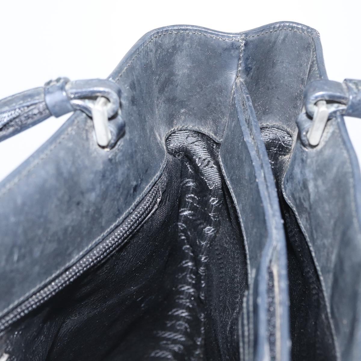 PRADA Tote Bag PVC Black Silver Auth 170971