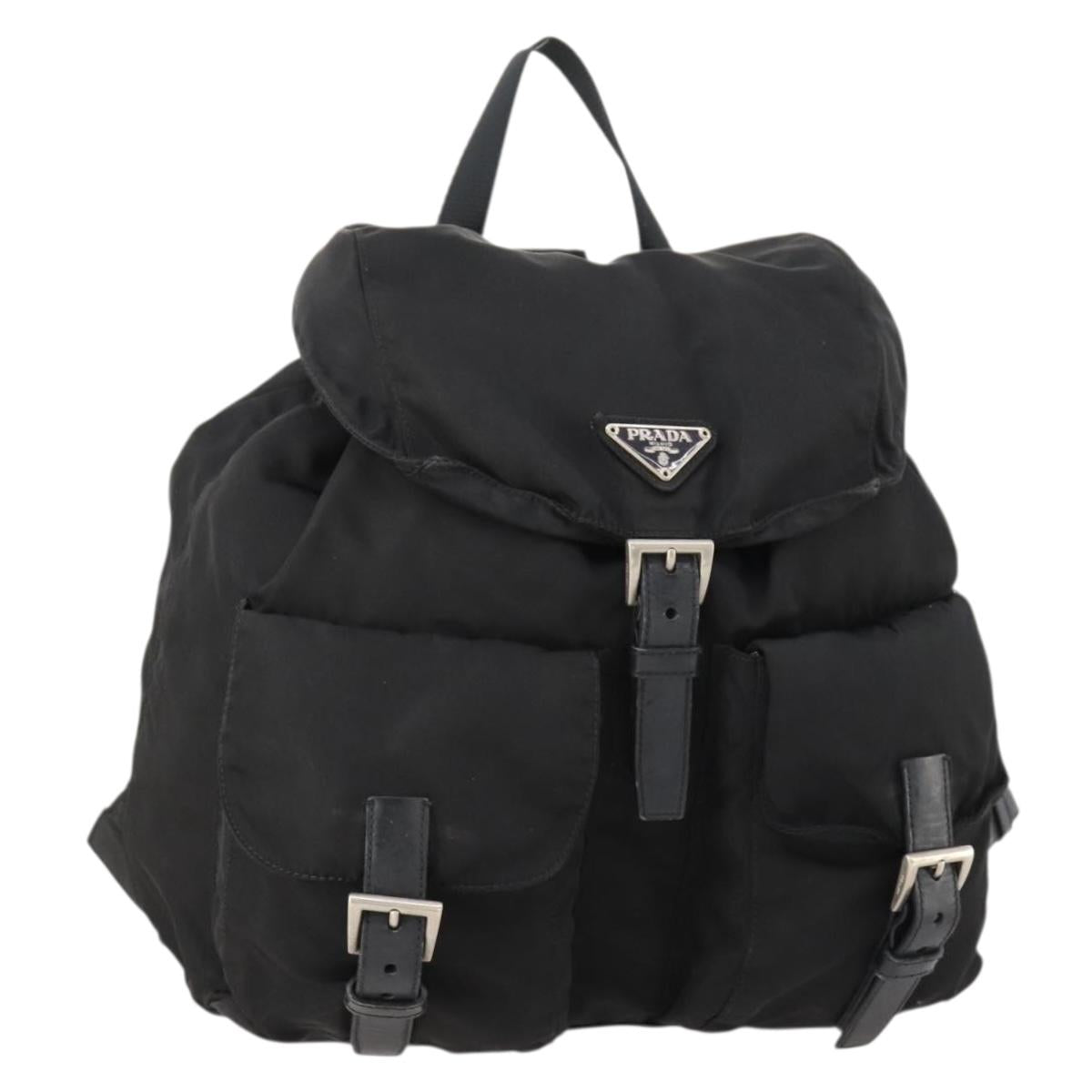 PRADA Backpack Nylon Black Silver Auth 170972