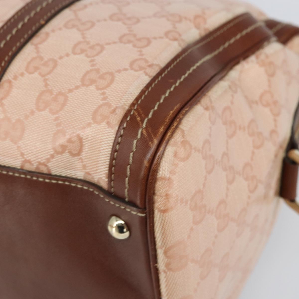 GUCCI GG Crystal Boston Bag Coated Canvas Pink Gold 181488 Auth 170991