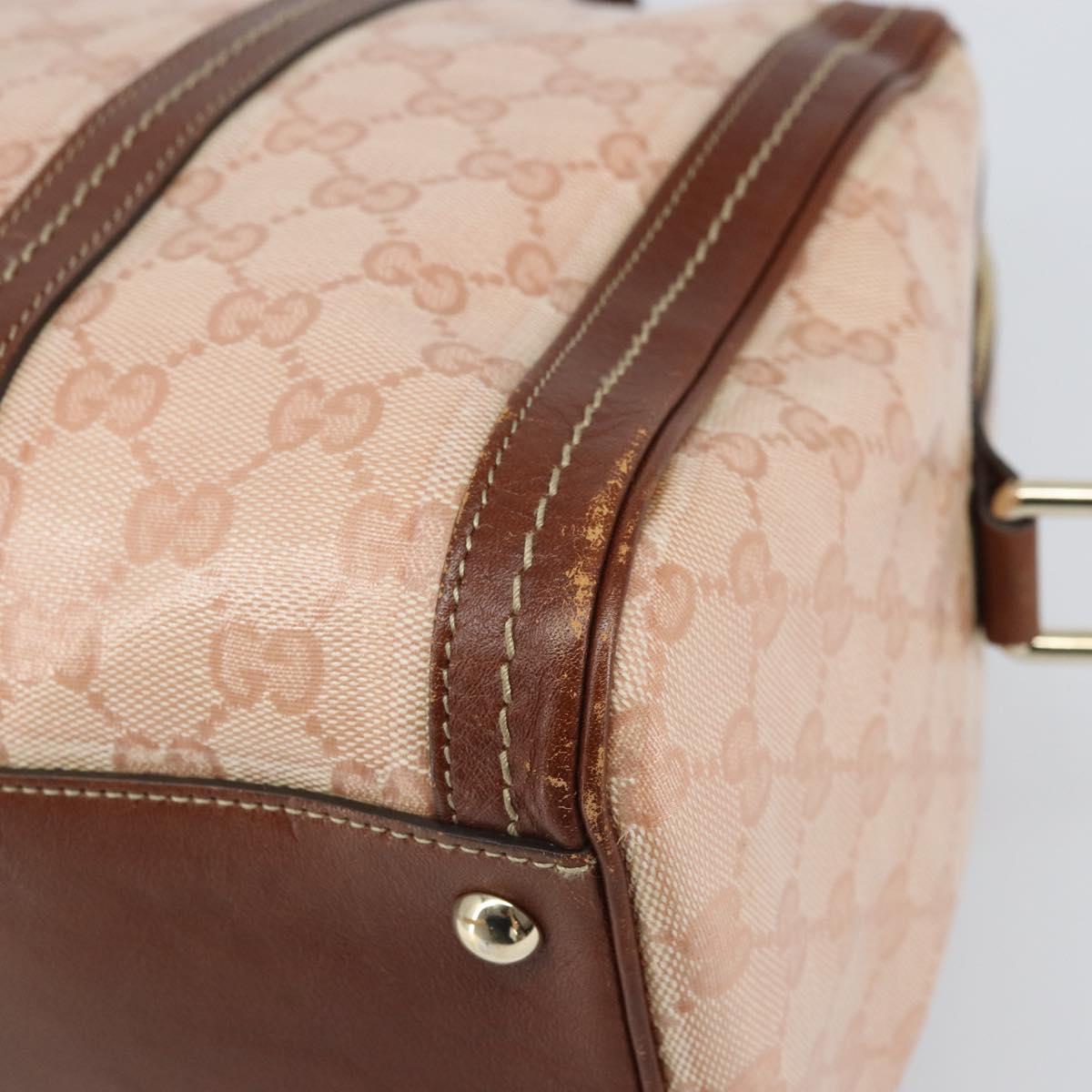 GUCCI GG Crystal Boston Bag Coated Canvas Pink Gold 181488 Auth 170991