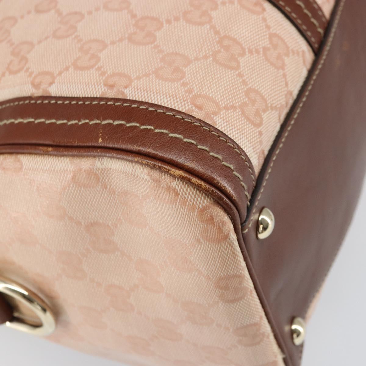 GUCCI GG Crystal Boston Bag Coated Canvas Pink Gold 181488 Auth 170991