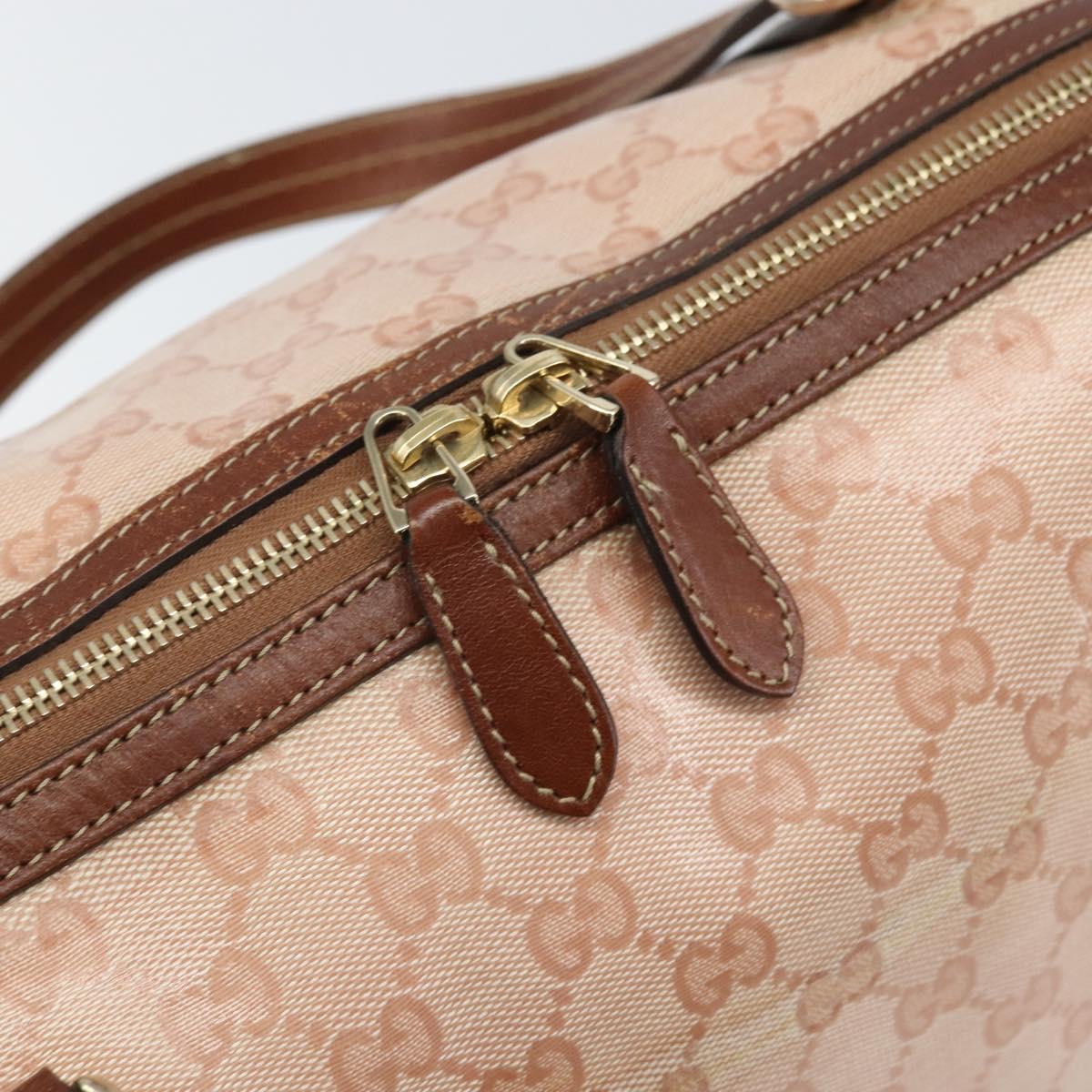 GUCCI GG Crystal Boston Bag Coated Canvas Pink Gold 181488 Auth 170991