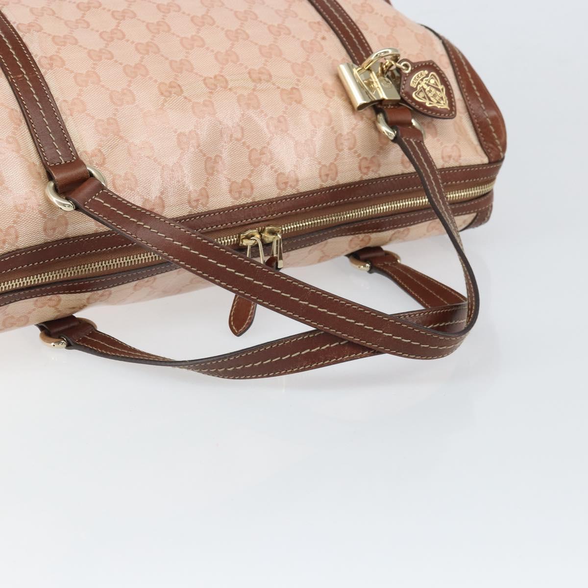 GUCCI GG Crystal Boston Bag Coated Canvas Pink Gold 181488 Auth 170991