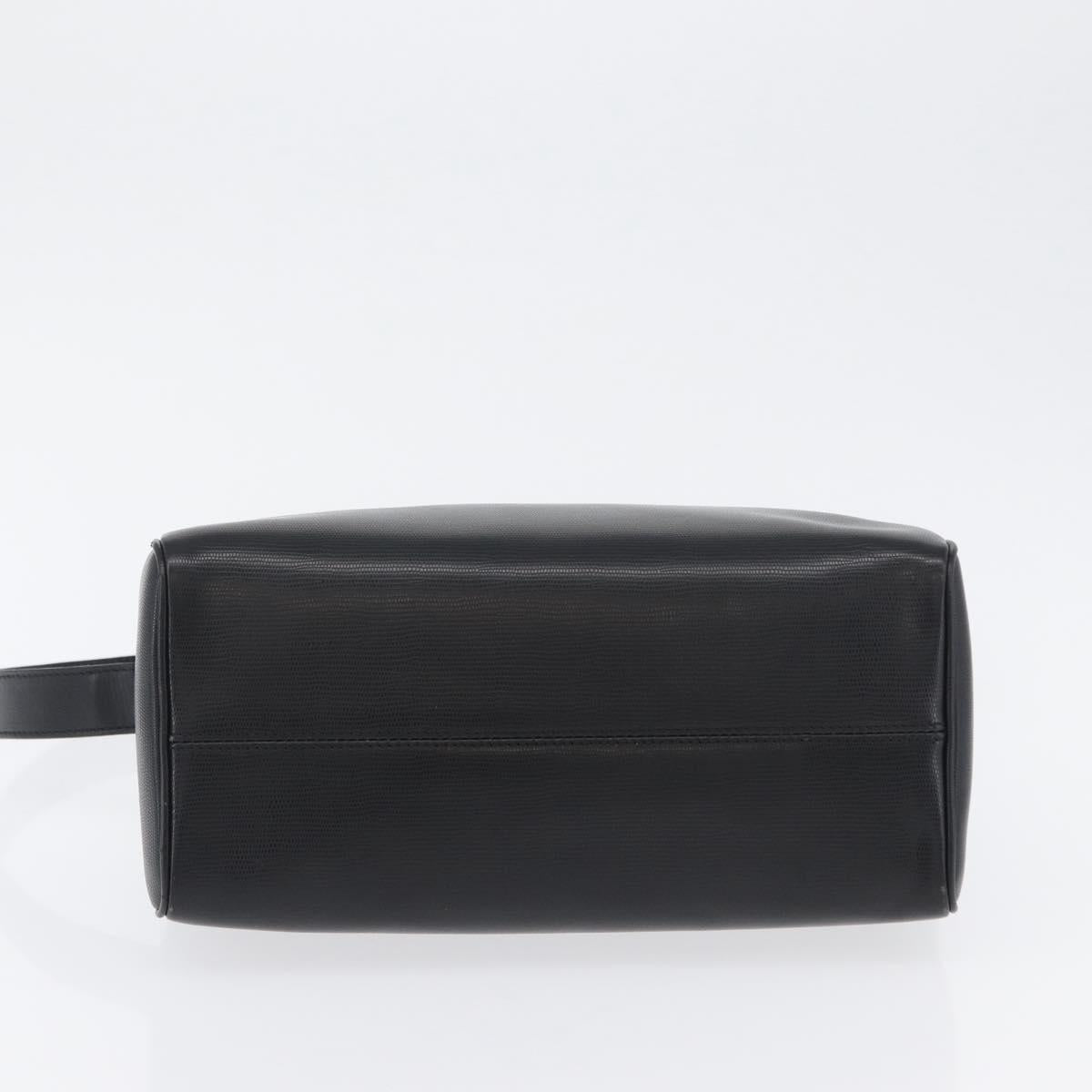 CELINE Circle Shoulder Bag Leather Black Gold Auth 170992
