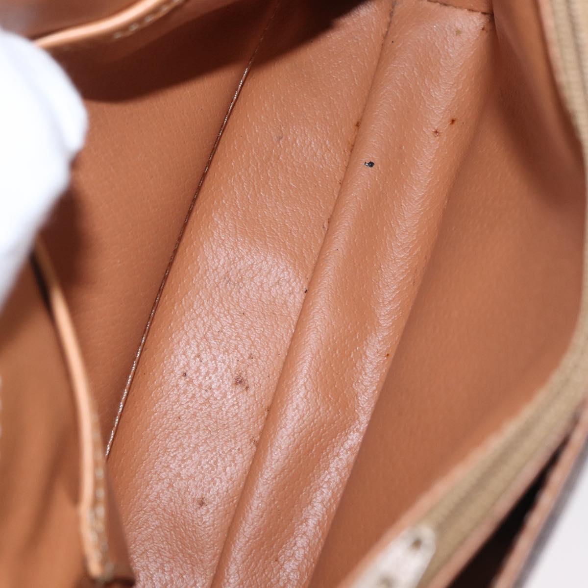 CELINE Macadam Canvas Shoulder Bag PVC Leather Brown Gold Auth 170993