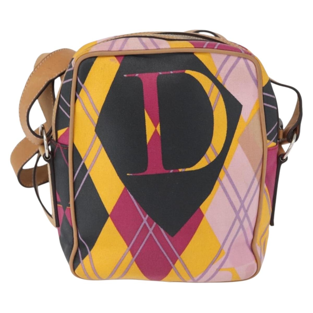 Christian Dior Shoulder Bag Coated Canvas Multicolor Silver Auth 170996
