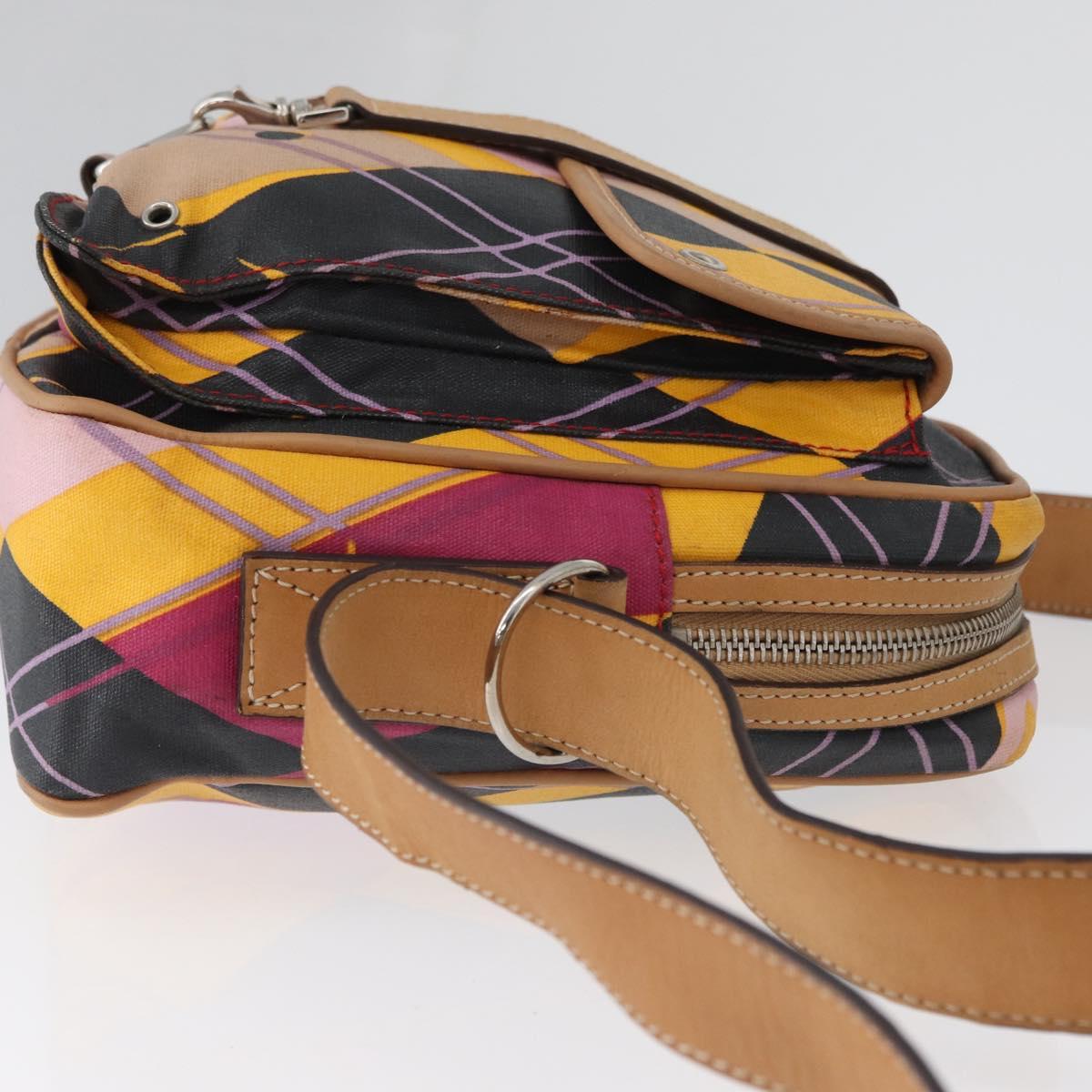 Christian Dior Shoulder Bag Coated Canvas Multicolor Silver Auth 170996