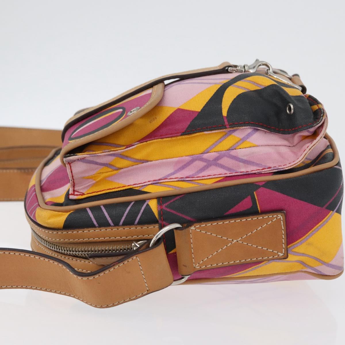 Christian Dior Shoulder Bag Coated Canvas Multicolor Silver Auth 170996