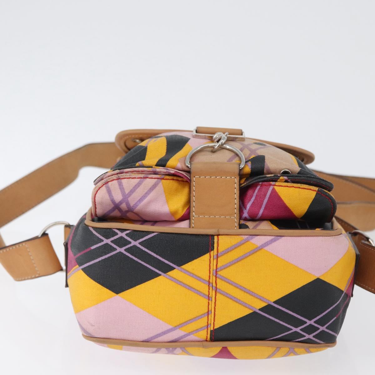Christian Dior Shoulder Bag Coated Canvas Multicolor Silver Auth 170996