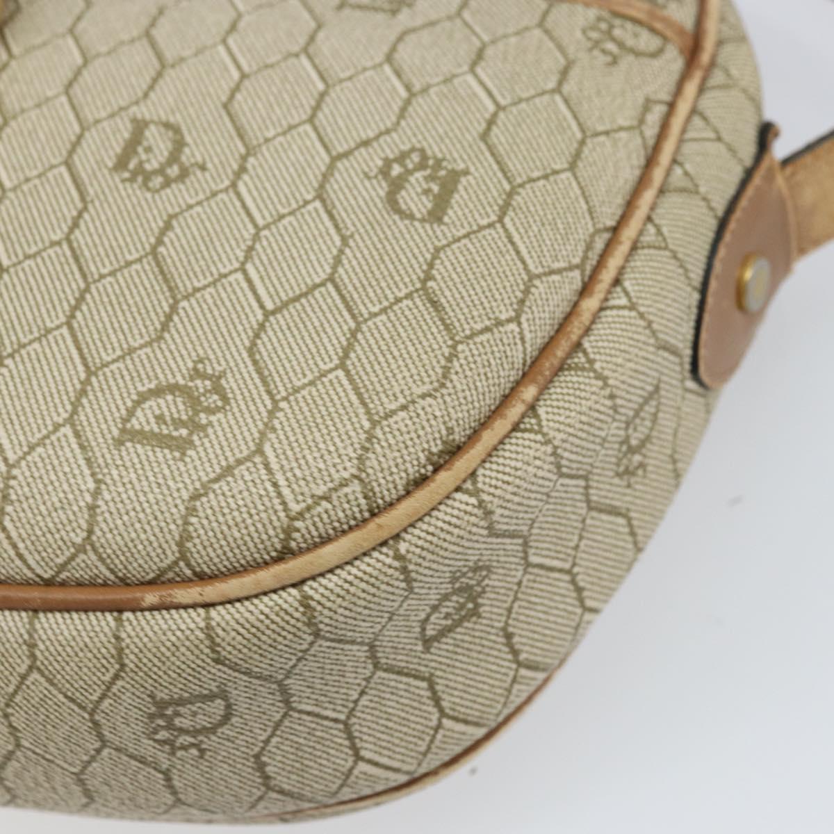 Christian Dior Honeycomb Canvas Shoulder Bag PVC Beige Gold Auth 170997