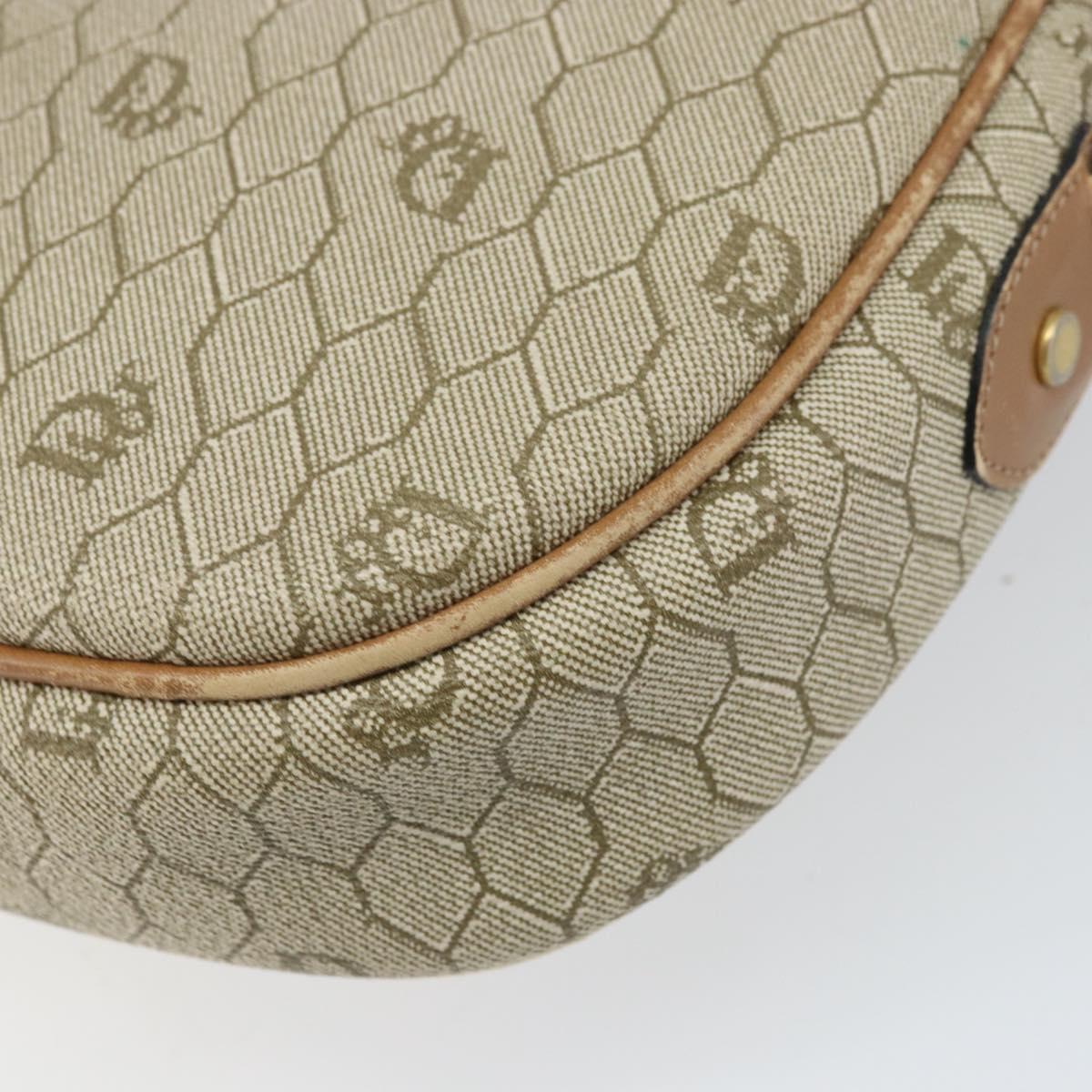 Christian Dior Honeycomb Canvas Shoulder Bag PVC Beige Gold Auth 170997