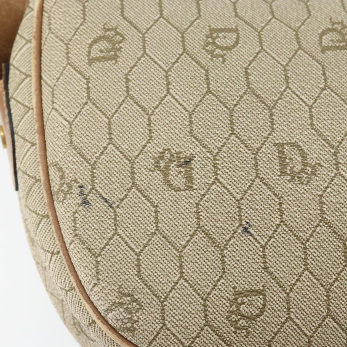Christian Dior Honeycomb Canvas Shoulder Bag PVC Beige Gold Auth 170997