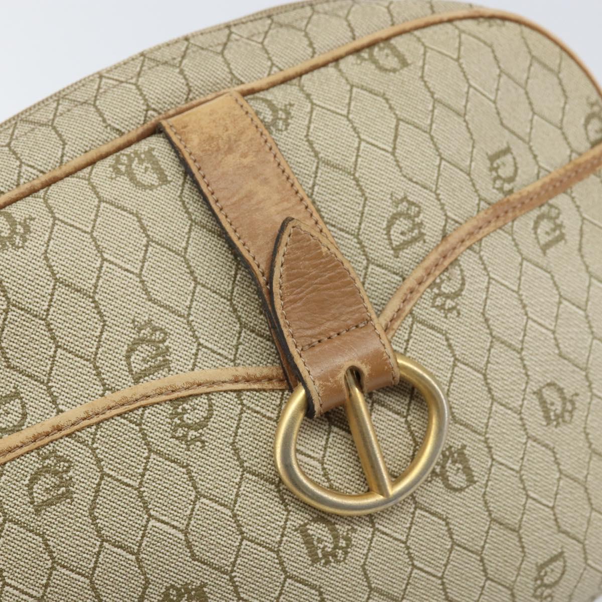 Christian Dior Honeycomb Canvas Shoulder Bag PVC Beige Gold Auth 170997