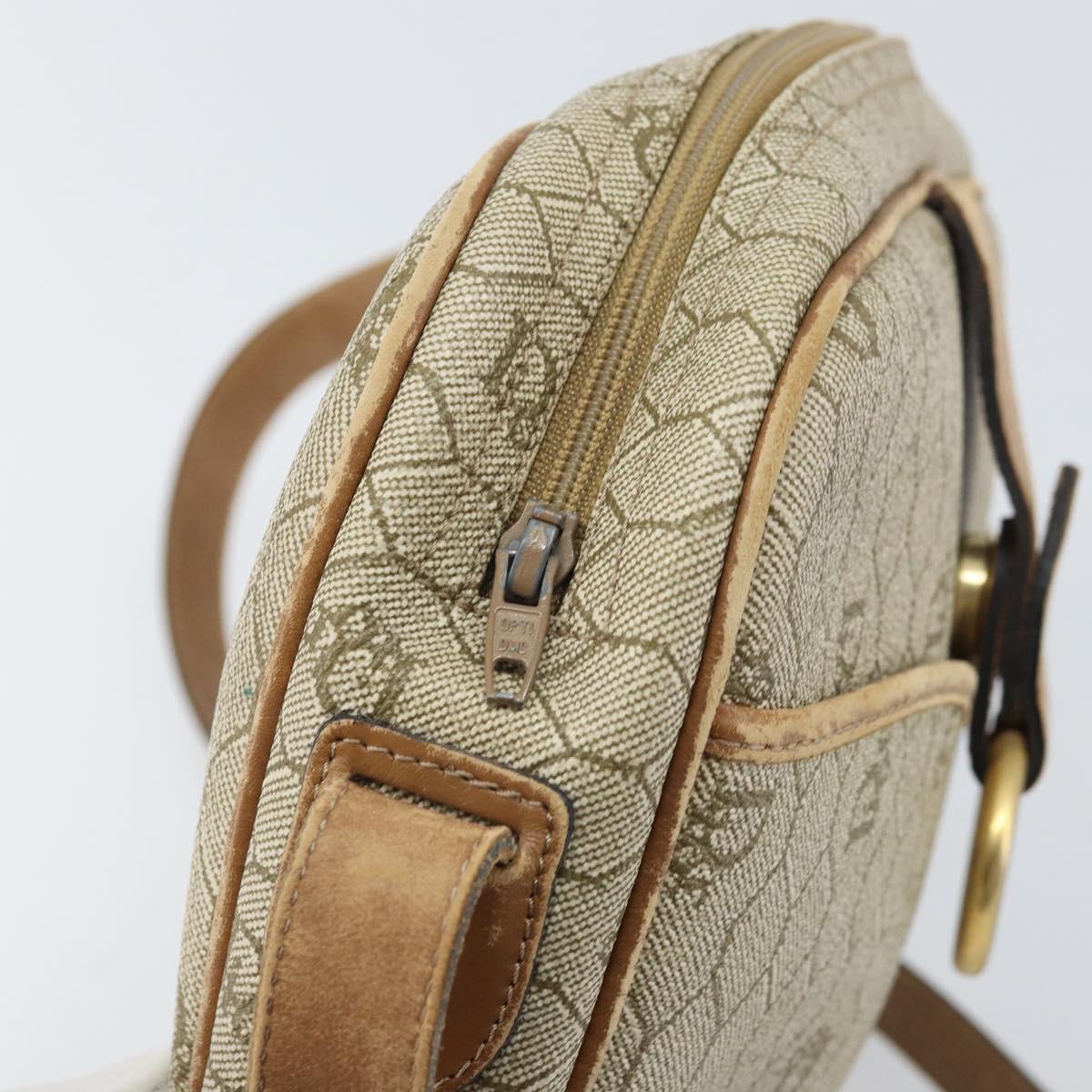 Christian Dior Honeycomb Canvas Shoulder Bag PVC Beige Gold Auth 170997