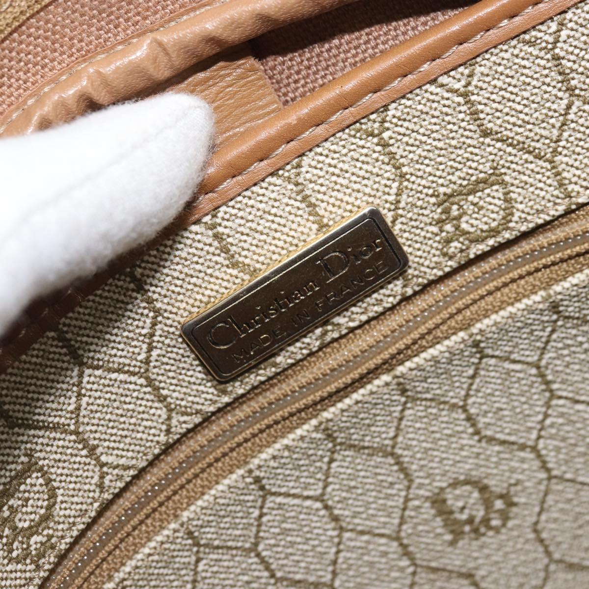 Christian Dior Honeycomb Canvas Shoulder Bag PVC Beige Gold Auth 170997