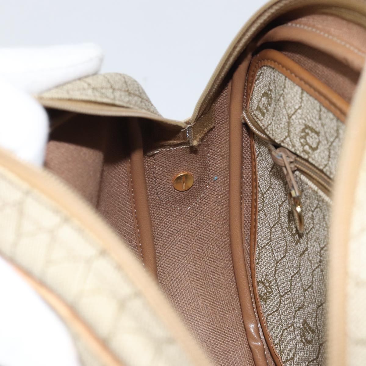 Christian Dior Honeycomb Canvas Shoulder Bag PVC Beige Gold Auth 170997