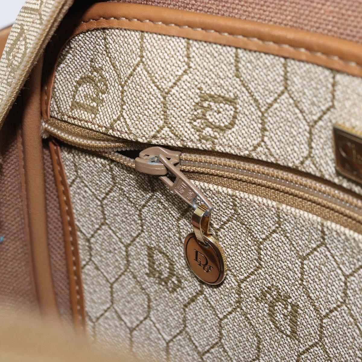 Christian Dior Honeycomb Canvas Shoulder Bag PVC Beige Gold Auth 170997