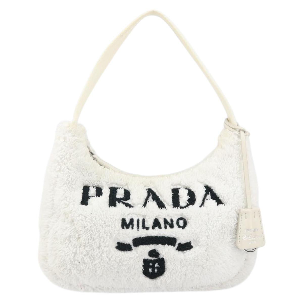 PRADA Hand Pouch Pile White Auth 171022