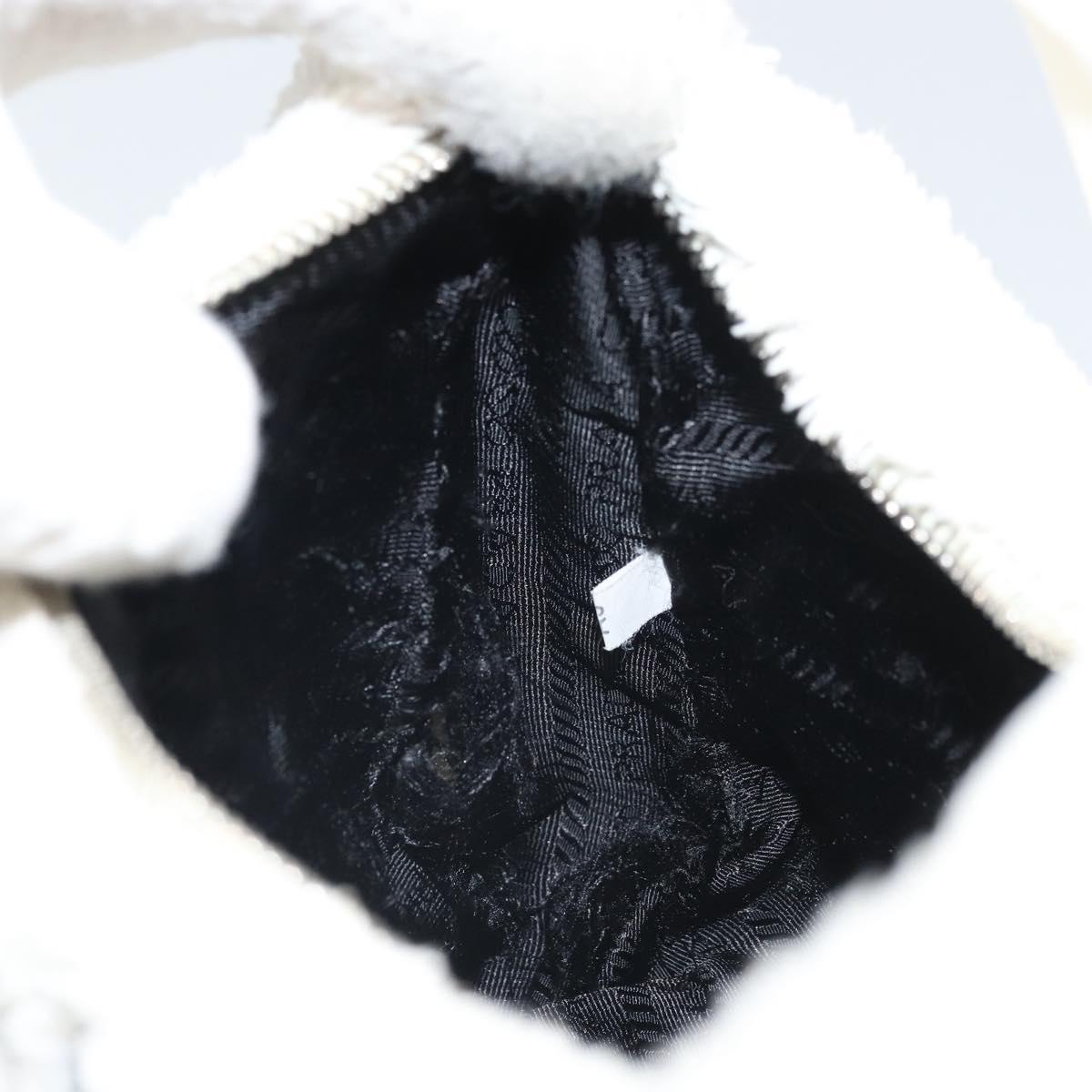 PRADA Hand Pouch Pile White Auth 171022