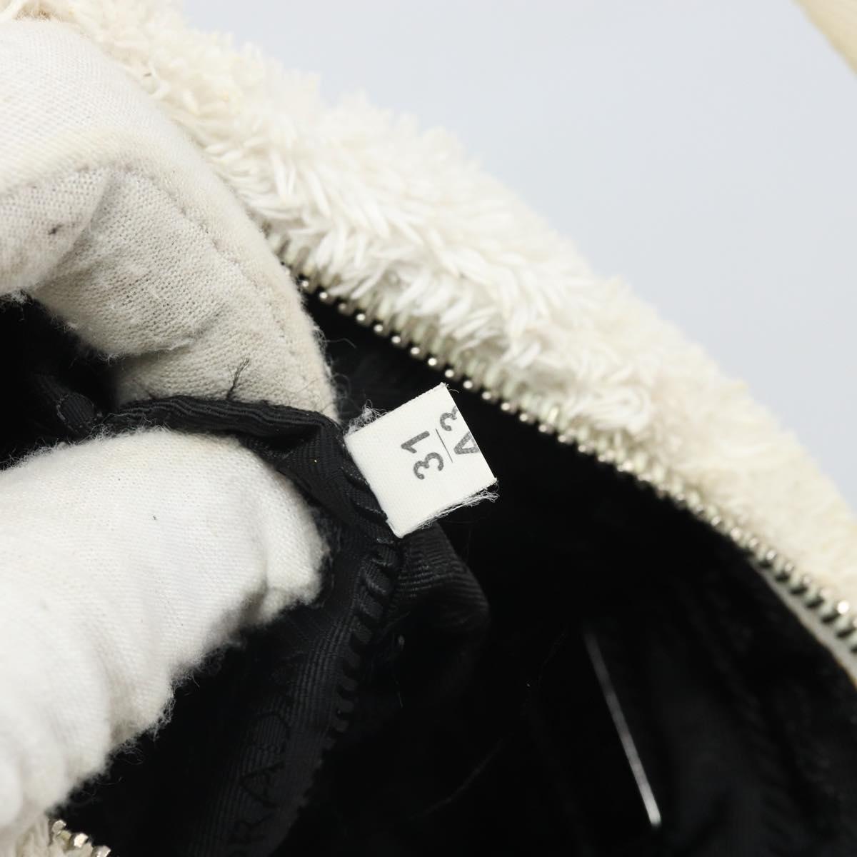 PRADA Hand Pouch Pile White Auth 171022