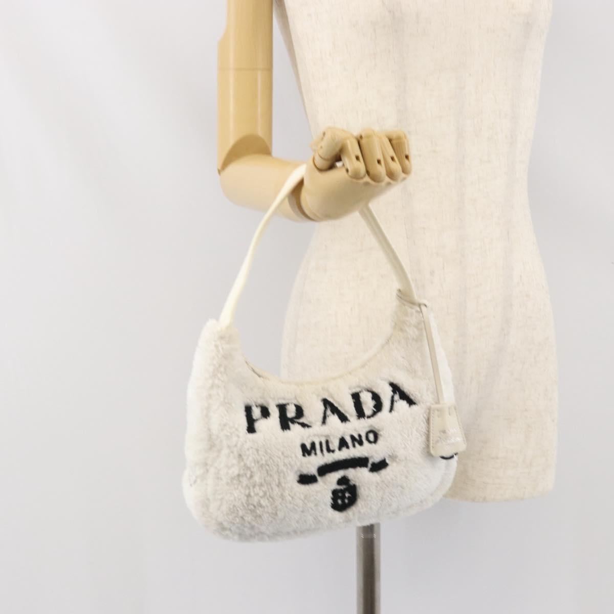 PRADA Hand Pouch Pile White Auth 171022