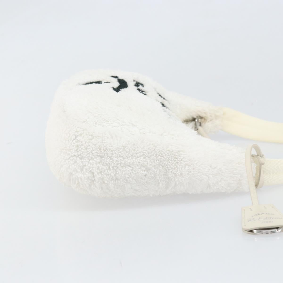 PRADA Hand Pouch Pile White Auth 171022