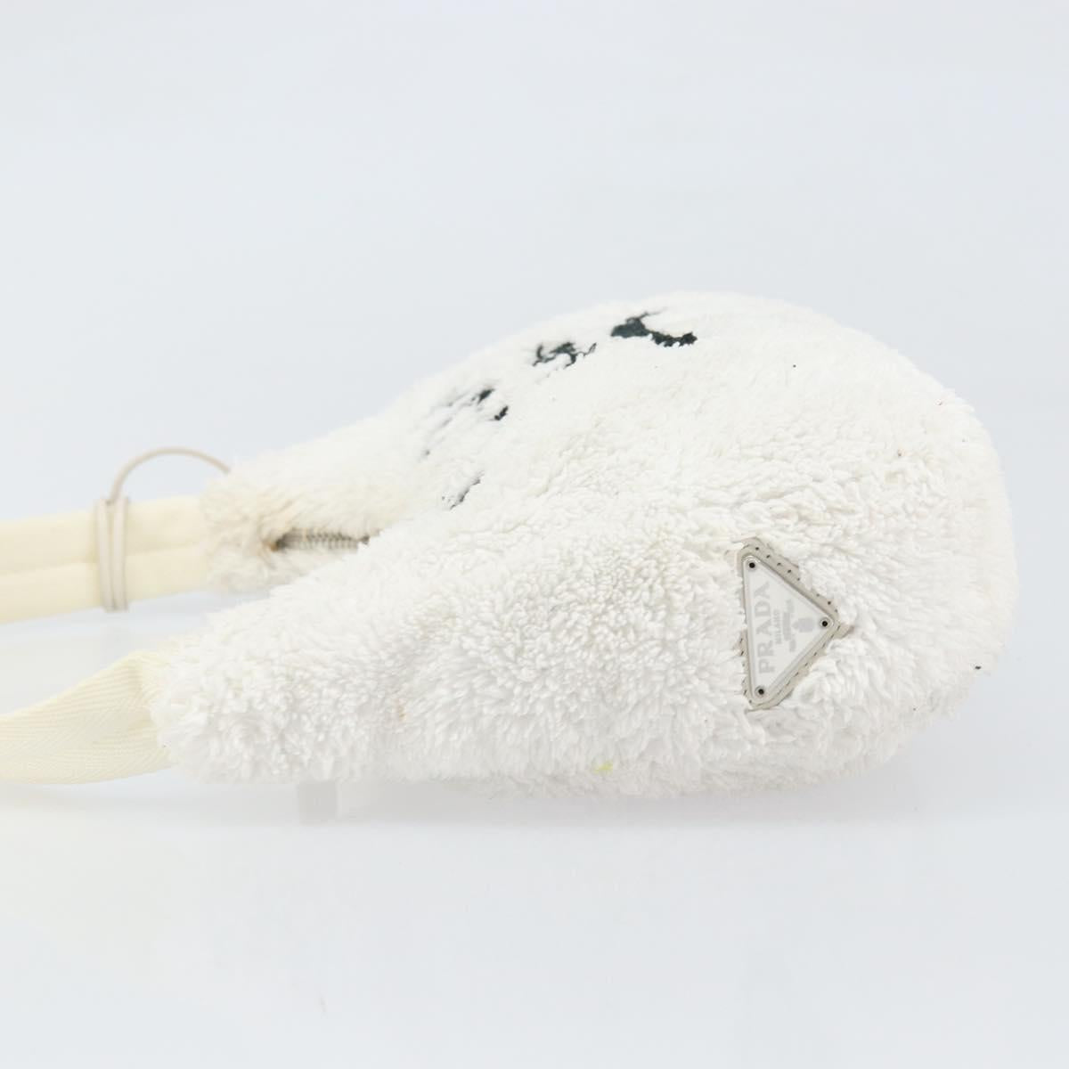 PRADA Hand Pouch Pile White Auth 171022