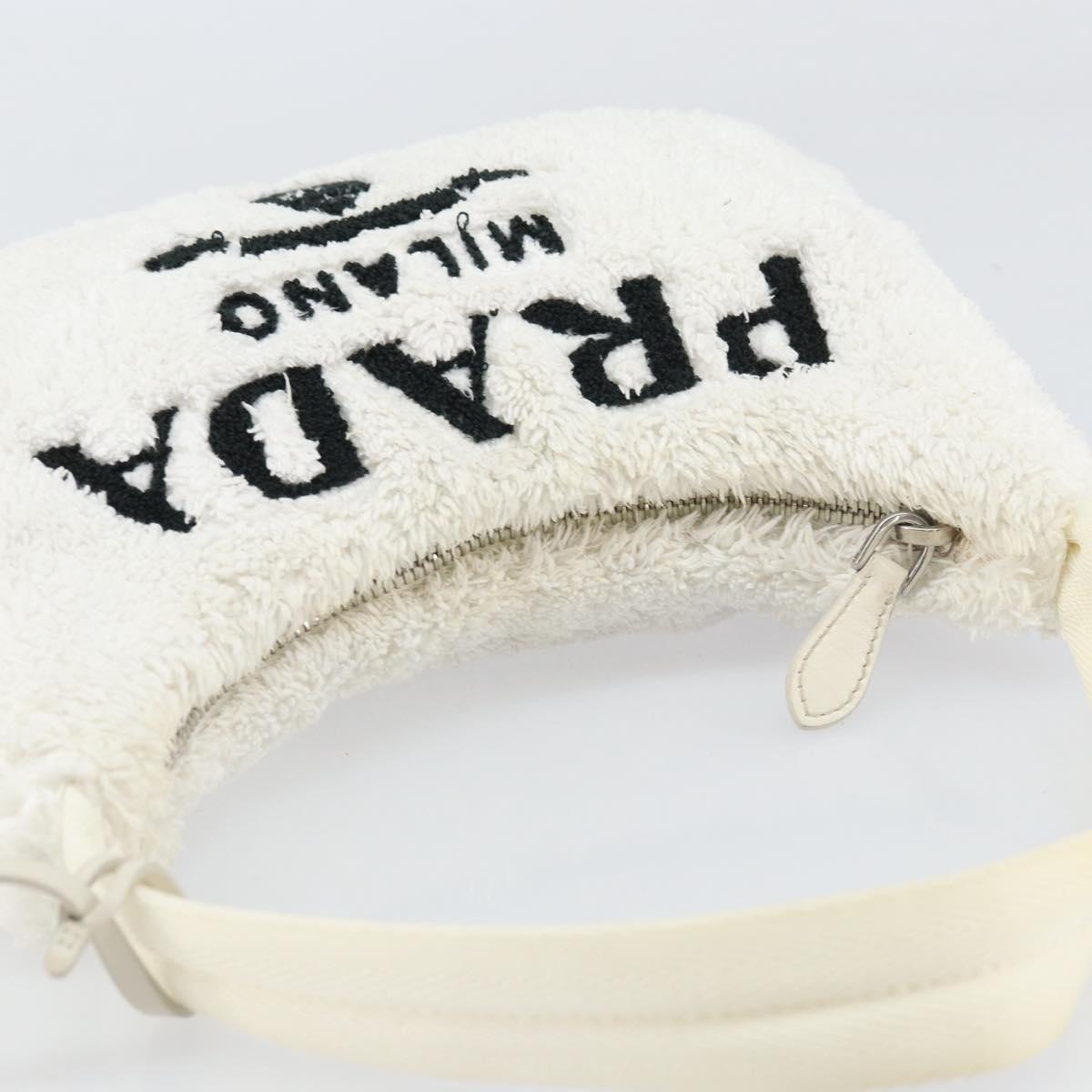 PRADA Hand Pouch Pile White Auth 171022