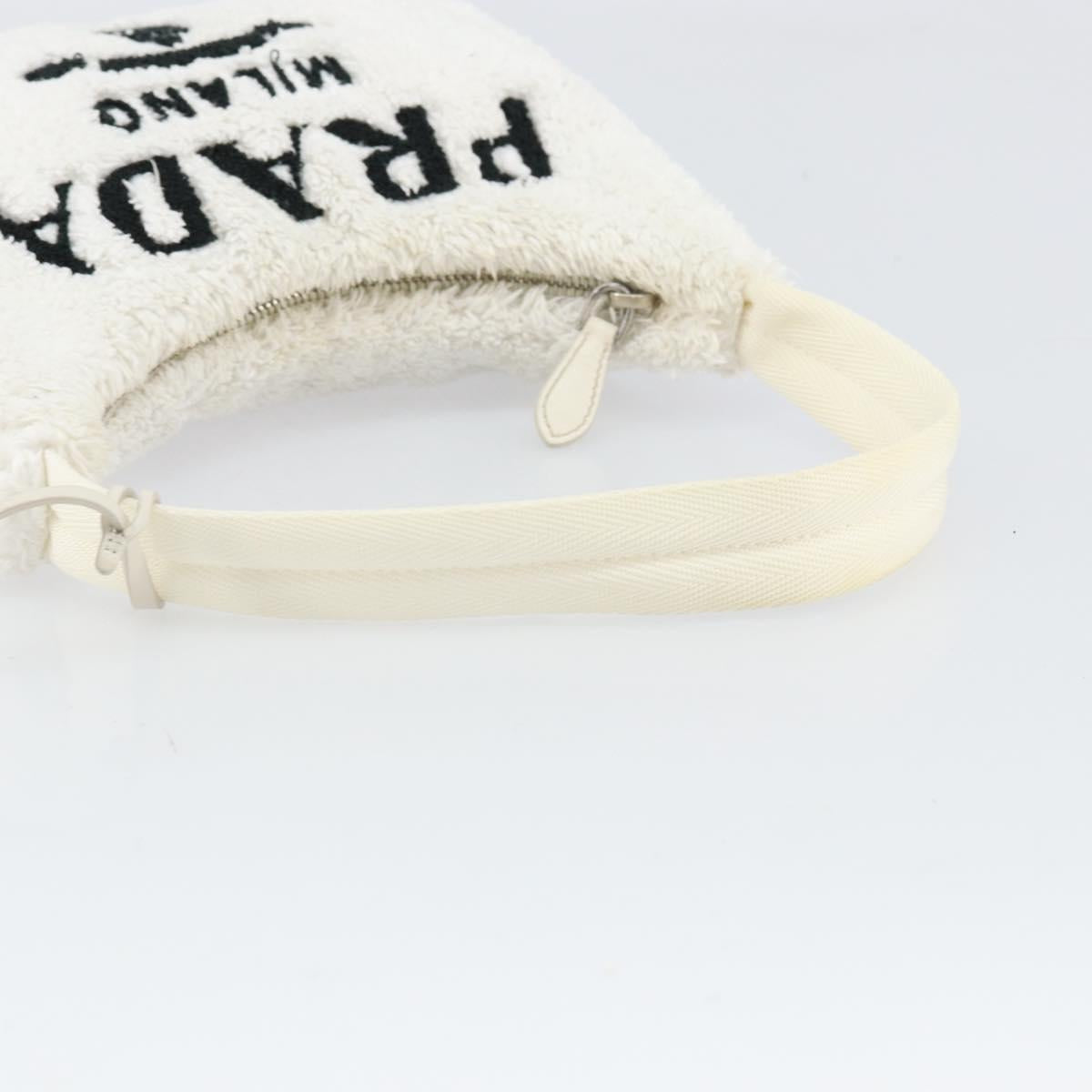 PRADA Hand Pouch Pile White Auth 171022