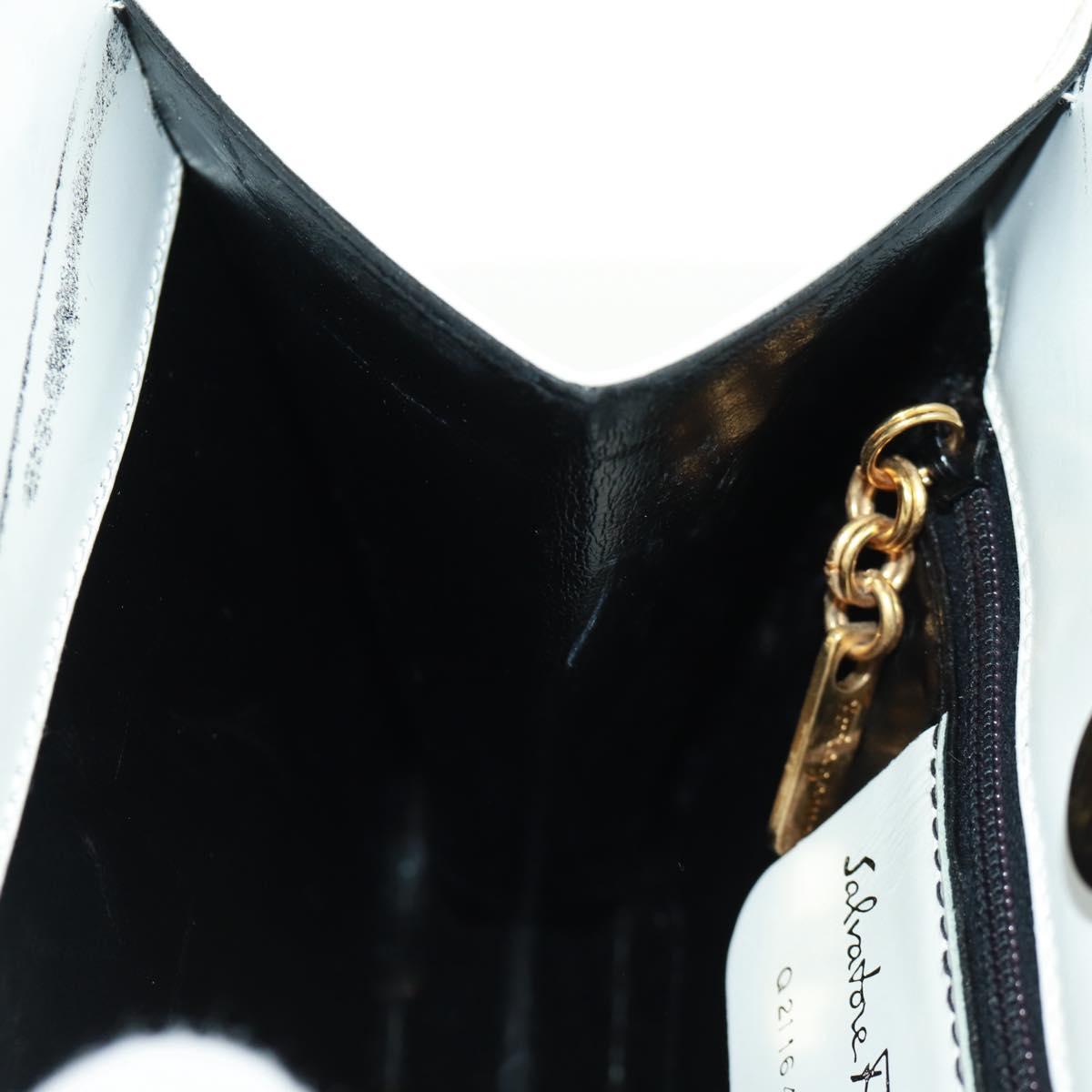 Salvatore Ferragamo Hand Bag Leather White Gold Auth 171023A