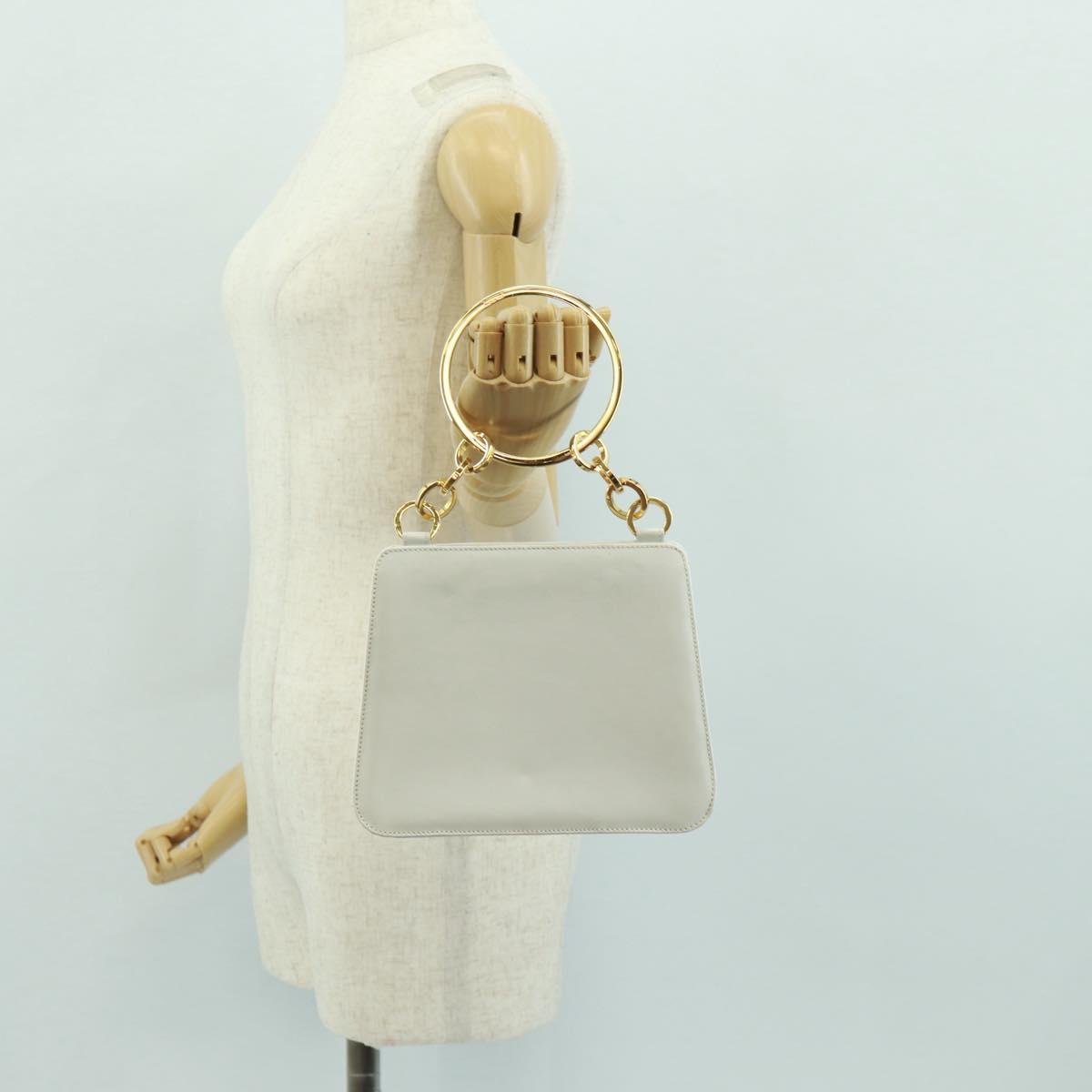 Salvatore Ferragamo Hand Bag Leather White Gold Auth 171023A