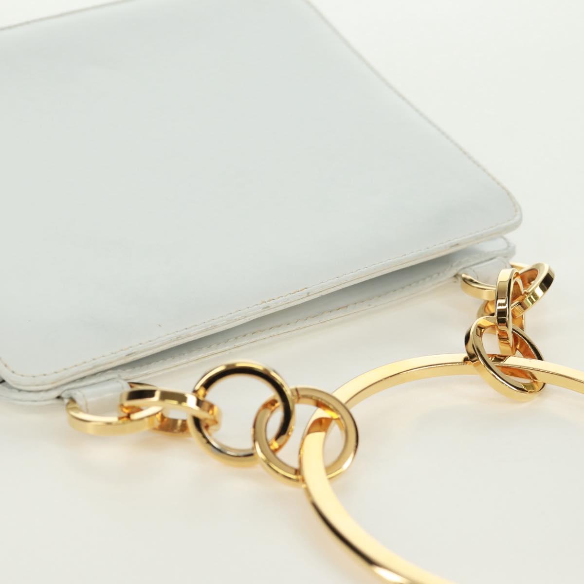 Salvatore Ferragamo Hand Bag Leather White Gold Auth 171023A