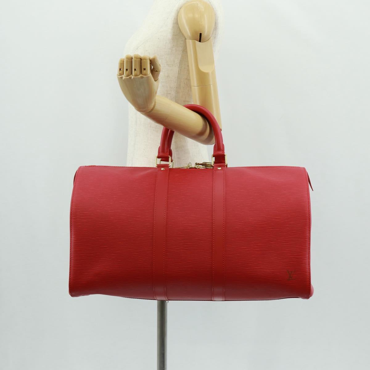 LOUIS VUITTON Epi Keepall 45 Boston Bag Red M42977 LV Auth 171030SAV